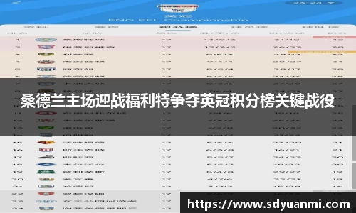 桑德兰主场迎战福利特争夺英冠积分榜关键战役